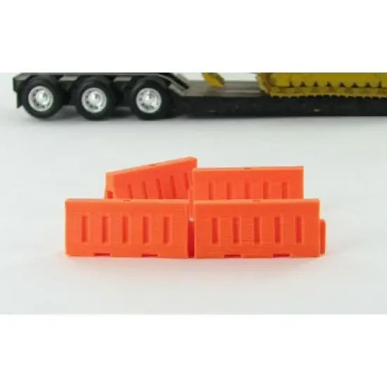 1/50 4 Pack 3D Printed Orange Plastic Water Filled Type Safety Barriers 50-102-OR image {1}