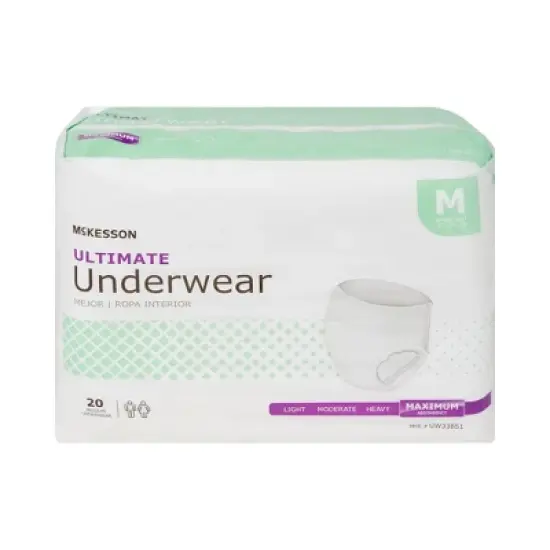 McKesson Ultimate Incontinence Underwear, Maximum Absorbency, Unisex, Medium, 20 Count image {1}