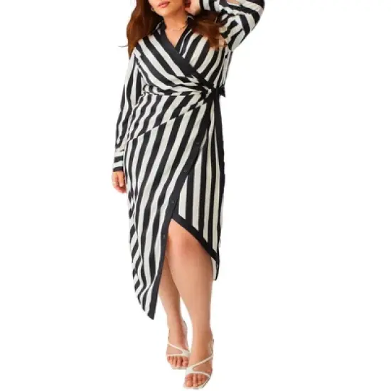 ELOQUII Women&rsquo;s Plus Size Asymmetrical Shirtdress image {1}