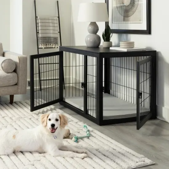 Pet Adobe Furniture-Style Dog Crate, Black image {5}