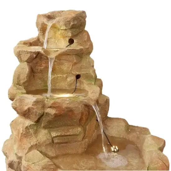 Sunnydaze 41"H Electric Fiberglass Stone Springs Outdoor Water Fountain with LED Lights image {3}