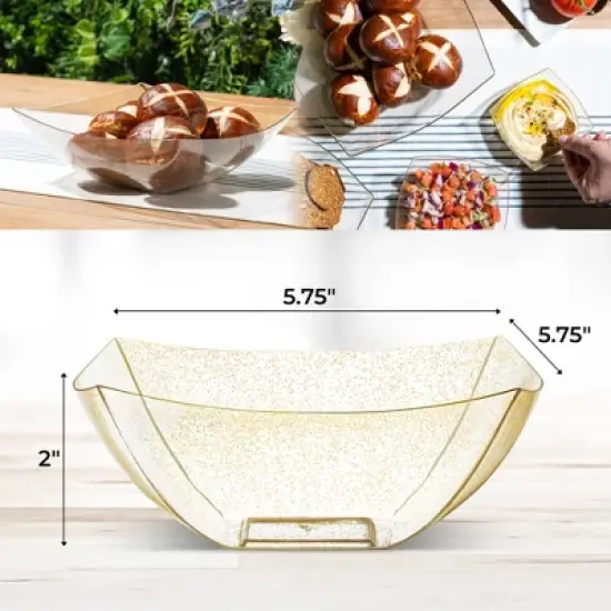 Posh Setting Square Gold Glitter Serving Bowl - 16 oz. - 4 Pack image {3}
