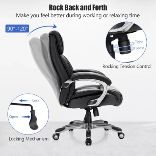 Tangkula Adjustable Executive Chair Rolling High Back Leather Office Chair Black image {6}