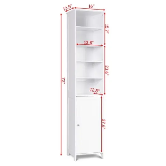 Costway 72''H Bathroom Tall Floor Storage Cabinet Shelving Display Grey\White image {1}