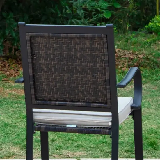 7pc Patio Dining Set with Steel Table & Chairs with Cushions - Captiva Designs image {7}