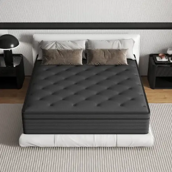 CHEVNI 12-14 Inch Mattress in a box Hybrid Spring Memory Foam Medium Firm Black image {12}