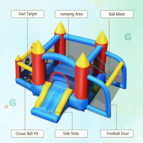 Costway Kid Inflatable Bounce House Slide Jumping Castle w/Soccer Goal Ball Pit & Blower image {6}