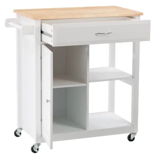 Sage Wood Kitchen Cart with Cupboard White - CorLiving image {2}