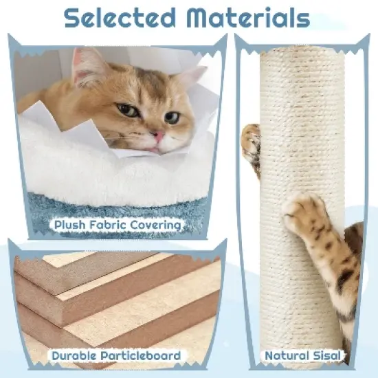 Yaheetech 72.5"H Ocean-themed Cat Tree for Indoor Cats, Blue image {4}