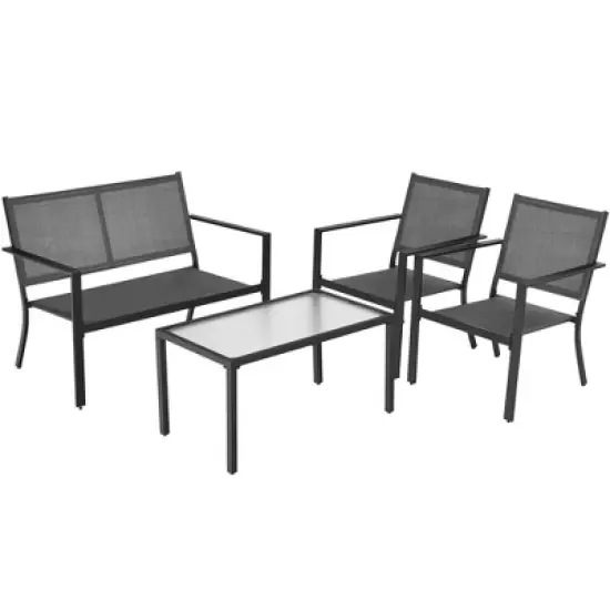 Costway 4 PCS Patio Furniture Set Sofa Coffee Table Steel Frame Garden image {9}