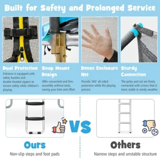 Costway 8 x 14 FT Rectangular Recreational Trampoline W/ Safety Enclosure Net Ladder Outdoor image {8}