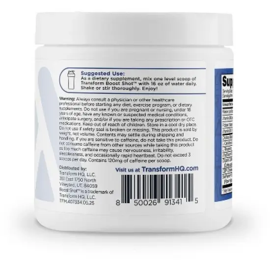 TransformHQ Boost Shot Energy Drink Mix - Blue Raspberry, 28 Servings image {2}