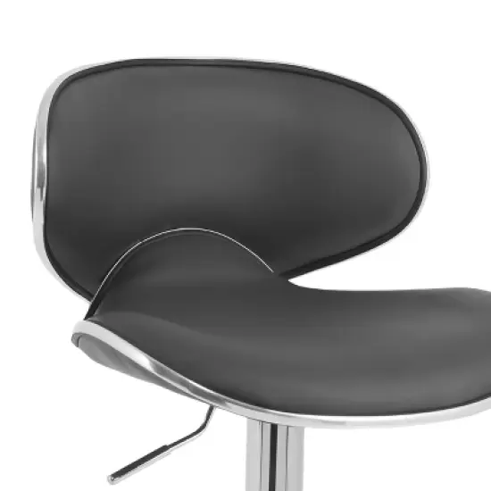 Set of 2 Curved Form Fitting Adjustable Bonded Leather Barstool Dark Gray - CorLiving image {5}