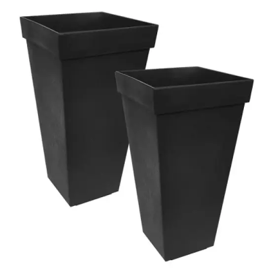 Tierra Verde Self Watering Symphony Square Planter, 15" Wide x 28" Tall, Black image {7}