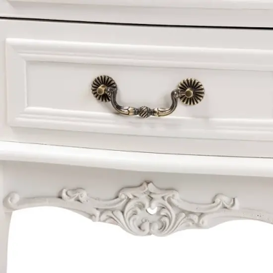 Gabrielle 2 Drawer Wood Nightstand White/Brass - Baxton Studio image {4}