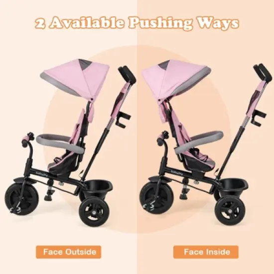 Infans 4-in-1 Multifunctional Tricycle Kids Trike w/ Removable Canopy &  Push Handle image {5}