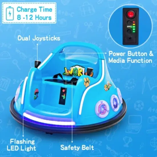 Costway 12V Kids Ride on Bumper Car Remote Control w/ Flashing LED Light & Music image {7}