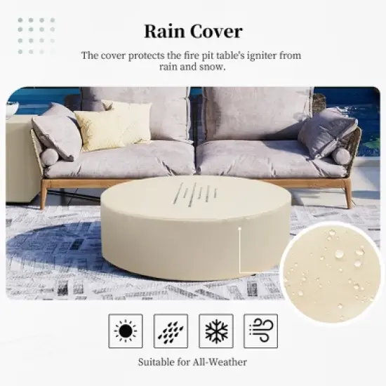 42 inch Outdoor Round Fire Pit Table Propane for Outside Patio with Tank Cover, Grey image {7}