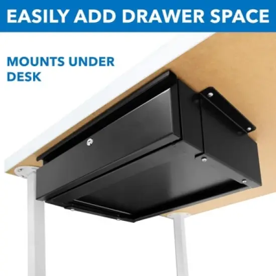 Mount-It! Under Desk Pull-Out Drawer with Lock and 2 Keys Included | Mounts to Desktops Tables and Workbenches Over 0.71 Inches Thick | Matte Black image {5}