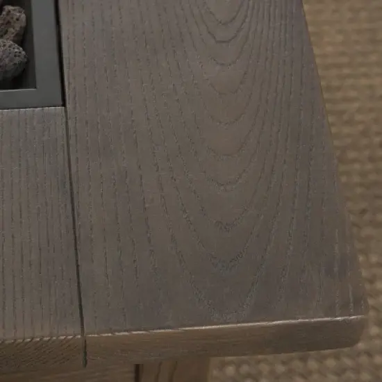 Ellington Outdoor Wood Patterned Square Gas Fire Pit - Brown - Christopher Knight Home image {4}