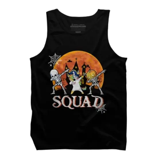 Men's Design By Humans Halloween Squad Skeleton Unicorn Dabbing By dodorindesign Tank Top image {4}