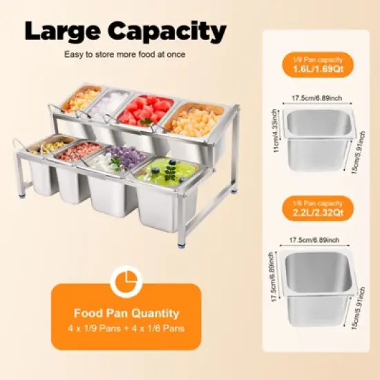 YIYIBYUS 2-Tier Stainless Steel Expandable Spice Rack, 8 Pans image {2}