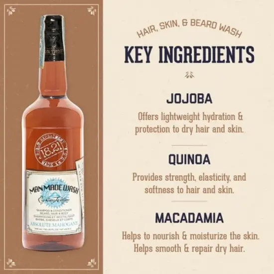 18.21 Man Made Absolute Mahogany 3-in-1 Mens Shampoo, Conditioner + Body Wash, 32 oz image {2}