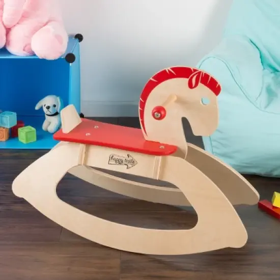 Rocking Horse Ride-on Toy for Children-Classic Wooden Rocker-Helps Develop Strength, Balance and Coordination- Fun for Boys and Girls image {4}