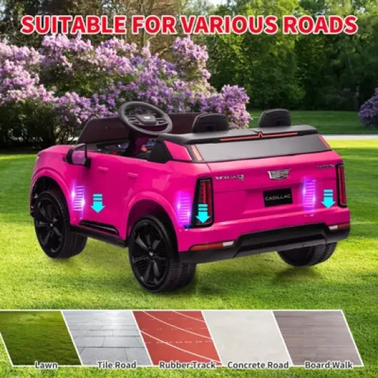 Garvee 24V 2-Seater Ride On Car for Kids, Licensed Cadillac Electric Truck with Remote Control, LED Lights, Music, Battery Powered Ride On Toy image {7}
