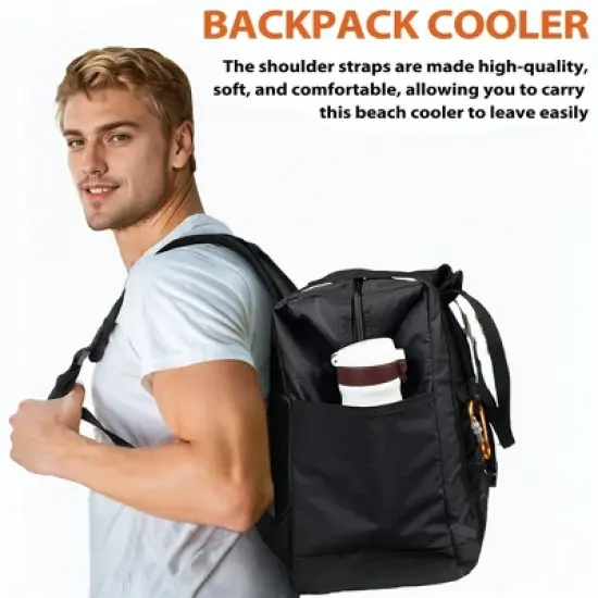 Tirrinia 36 Cans Backpack Coolers, Soft Sided Cooler with Front Ziiper Pockets and Side Pockets, Camping Essentials image {4}