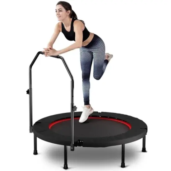 Jump Into Fun 40inch Foldable Mini Trampoline Comes with N-shaped handle three adjustable levels For Indoor and Outdoor Use image {3}