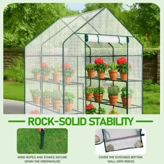 SEVOBAL Greenhouse Outdoor Durable PE Plant Green House for Frost Protection Shelf Clips Roll-up Zipper Door Walk-in for Planter, White, 99"*37"*14.5" image {4}
