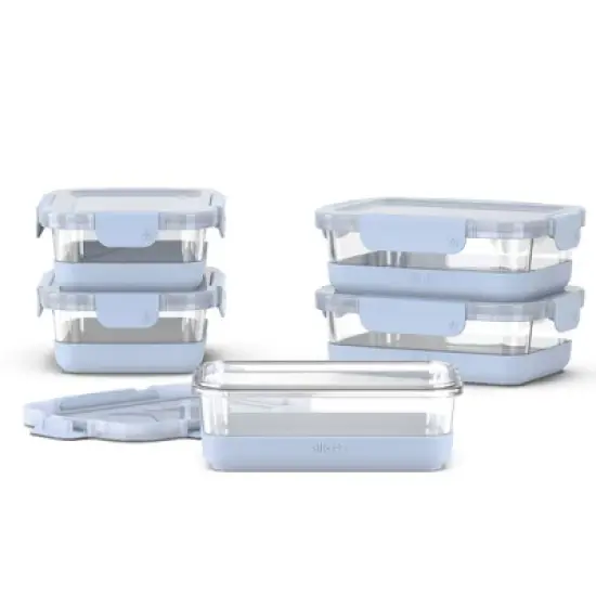 Ello 10pc Glass Meal Prep Food Storage Container Set Blue image {1}