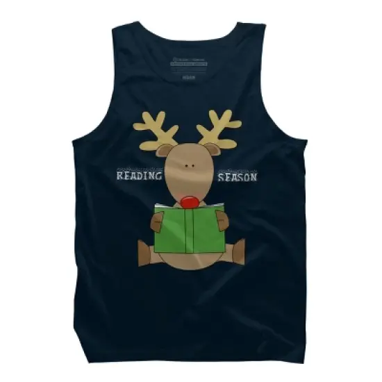 Men's Design By Humans Christmas Reading Reindeer Shirt By Galvanized Tank Top image {3}