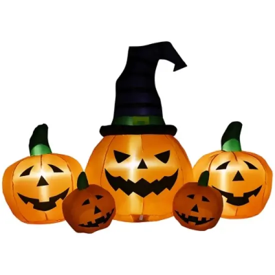 Outsunny 4ft Inflatable Halloween Pumpkin, Halloween Decoration with LED Lights for Garden Indoor Outdoor image {3}