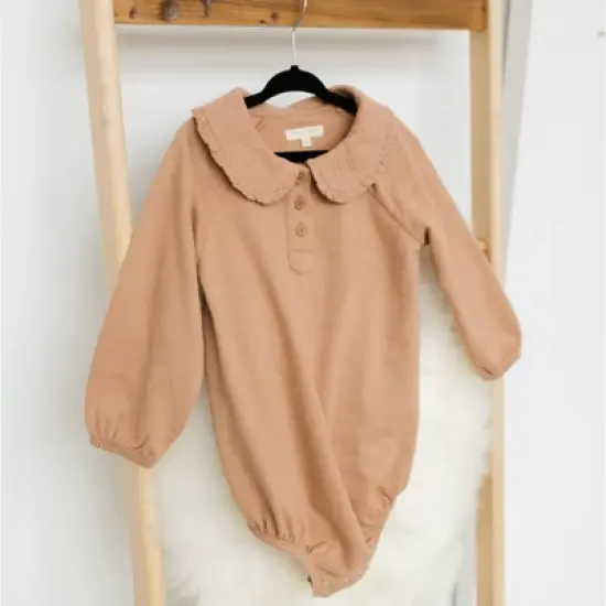 Grayson Collective Baby Girls' Collared Gauze Bubble Romper - Brown image {4}