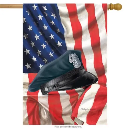 Briarwood Lane Police Hat House Flag Badge Blue Line Emergency Services Patriotic 28" x 40" image {1}