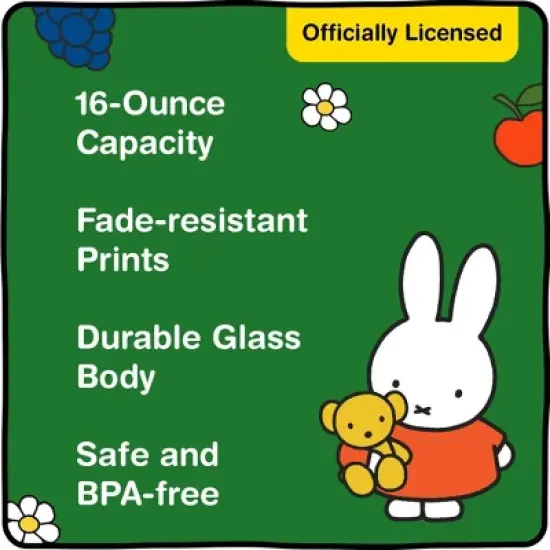 Dragon Glassware | Miffy 16 oz Strawberry Drinking Glasses Set of 2 image {2}