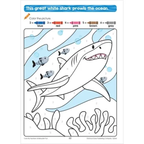 School Zone Color by Number Underwater Fun Workbook - (Paperback) image {4}