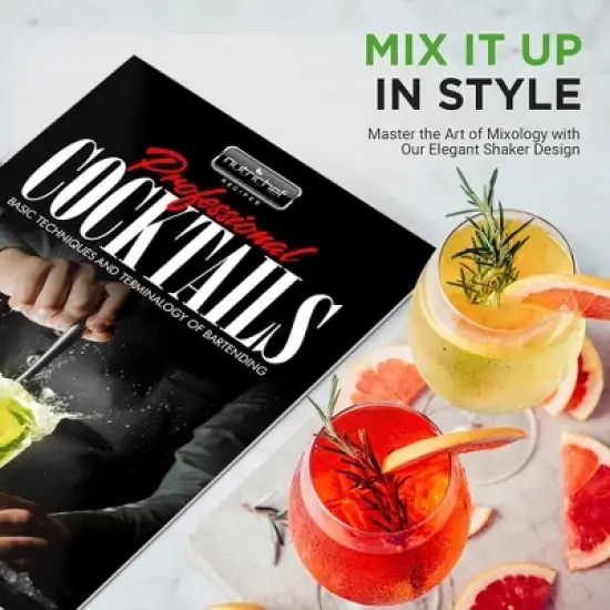 NutriChef 3-Piece Bartender Cocktail Shaker Set with Jigger & Bar Spoon - NCCSPC33 image {3}