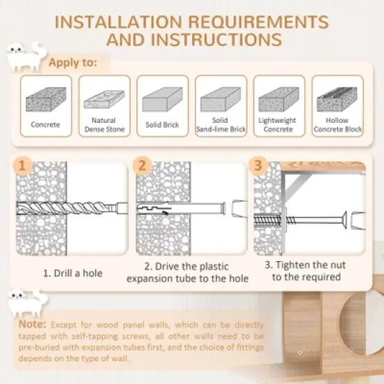 MaseiKar Wall-Mounted Multi-Level Cat Tree Activity Tower with Sisal-Covered Scratching Posts & an Interior Condo Area image {5}