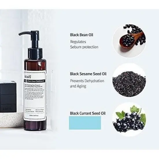 Dear, Klairs Gentle Black Deep Cleansing Oil (5.07 Oz) Kbeauty Skin Care | Vegan Black Bean, Black Sesame, Black Currant Seed Oil Skincare Cleanser image {1}