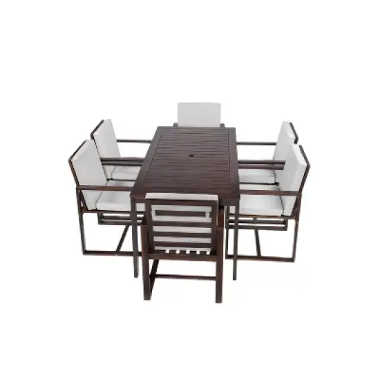 FIONECA Patio Dining Set with Table & Chairs, Removable Cushions, Dark Brown Outdoor Furniture for Backyard, Garden & Patio image {7}