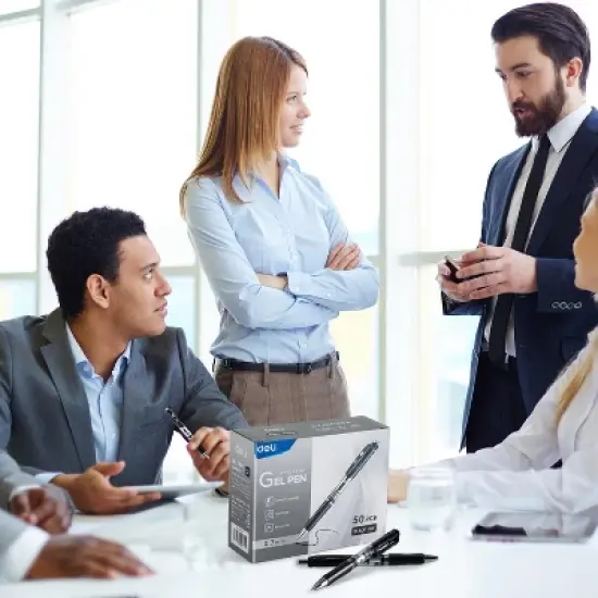 deli 0.7mm Gel Pens, 50 Pcs Retractable Pens Black Ink, Medium Point Pen, Smooth Writing, Fast Dry, No Bleed for Journaling Note Taking image {7}