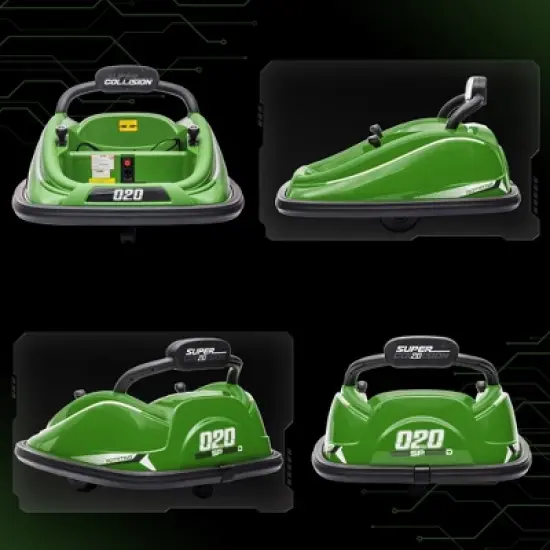 Aosom 12V Kids Bumper Car, 360&deg; Rotation Electric Ride On Car, Twins Motor w/ Parent Remote Control, Safety Belt, LED Lights, Green image {5}
