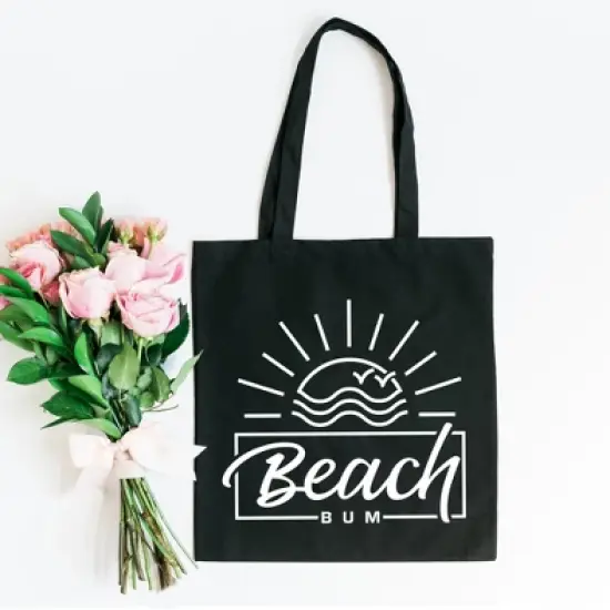 City Creek Prints Beach Bum Sun Canvas Tote Bag - 15x16 - Black image {1}