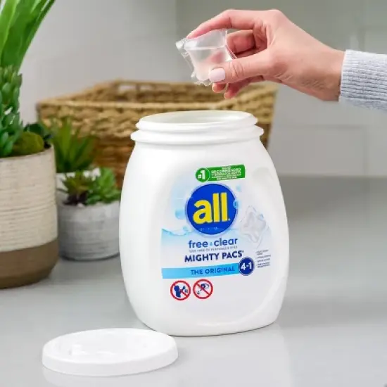 All Mighty Pacs Free Clear Laundry Detergent Pacs - 60ct/24.7oz image {2}