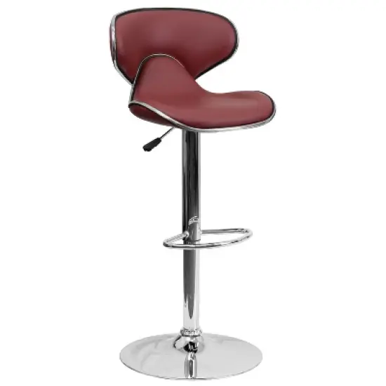 Flash Furniture Contemporary Cozy Mid-Back Vinyl Adjustable Height Barstool with Chrome Base image {7}
