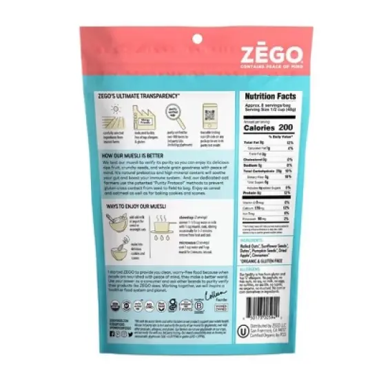 Zego Cinnamon Twist Organic Muesli - Case of 5/13 oz image {2}