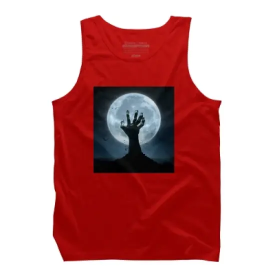 Men's Design By Humans Halloween! Zombie Hand Reaching from Grave T-Shirt By EBCD Tank Top image {5}